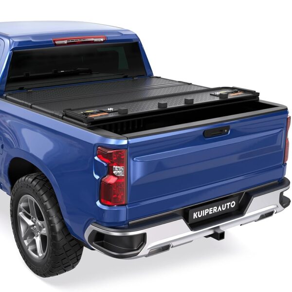 5.8FT Quad Hard Truck Bed Tonneau Cover Compatible for 2019-2025 Chevrolet Silverado GMC Sierra 1500 (2019 New Body) - 69.6 inch - W/o Multi-Flex Tailgate and Carbonpro