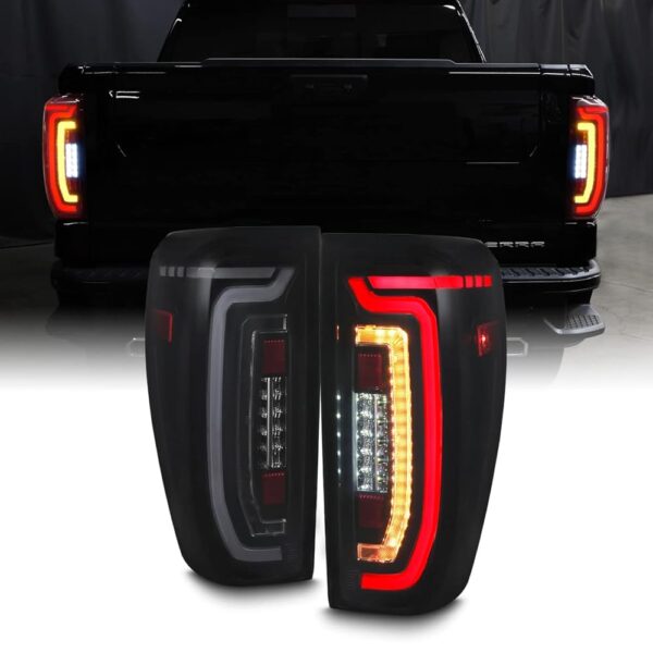 AKKON - Fit 2019-2024 GMC Sierra 1500 [Full LED] Tail Lights Brake Lamps [Halogen Version] Black Smoke Lens