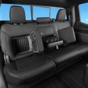 Custom Fit Chevy Silverado & GMC Sierra Seat Covers with Faux Leather for 2019 2020 2021 2022 2023 2024 Chevy Silverado & GMC Sierra 1500 & 2020-2024 2500HD 3500HD (Black, Full...