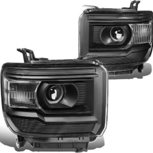 DNA Motoring HL-OH-GMCS14-BK-CL1 Black Housing Clear Side Projector Headlight [For 14-17 GMC Sierra ]