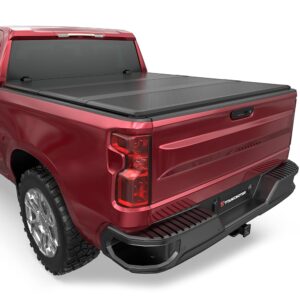 Fiberglass Hard Tri Truck Bed Tonneau Cover Compatible for 2019-2024 Chevy Silverado/GMC Sierra 1500 Fleetside 3-Fold 5.8FT 69.3Inch