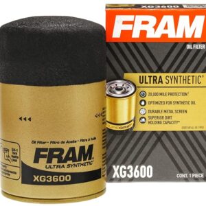 FRAM Ultra Synthetic Automotive Replacement Oil Filter, Designed for Synthetic Oil Changes Lasting up to 20k Miles, XG3600 with SureGrip (Pack of 1)