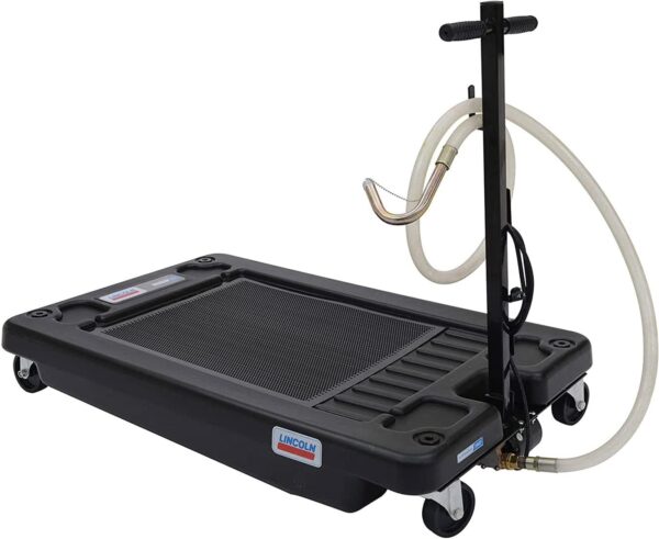 Lincoln 3669 17 Gallon Low Profile Truck Drain, 120V Electric Fluid Evacuation Pump, 6' Discharge Hose with Steel J-Hook End, High-Impact Polypropylene, Removable Metal Filter...