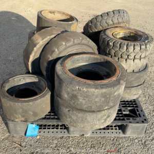 Lot of (15) Various Tires Industrial Equipment Rims Wheel Turf Rough bidadoo