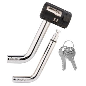 Master Lock Receiver Lock, 1/2 in. and 5/8 in. Swivel Head, Weather Resistant Trailer Coupler Locking Hitch Pin with Keys for Protecting Trailers, RVs, 2866DAT