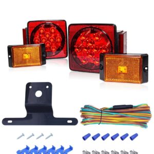 MAXXHAUL 70205 Trailer Light Kit - 12V All LED, Left and Right Waterproof Submersible for Trailers, Boat Trailer Truck Marine Camper RV Snowmobile, Red