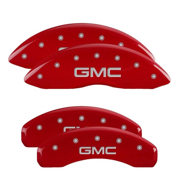 MGP Caliper Covers - Brake Caliper Covers 2018-2023 GMC Sierra 1500 - Front and Rear Set - GMC Logo - Red