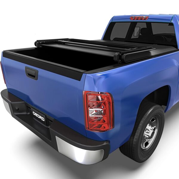 oEdRo Upgraded Soft Tri-fold Truck Bed Tonneau Cover On Top Compatible with 2007-2013 Chevy Silverado 1500 / GMC Sierra 1500 with 5.8 Feet Bed, Fleetside