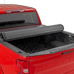 Rough Country Hard Roll Up Bed Cover for Chevy Silverado/GMC Sierra 1500 (2019-2025) - Fits 5'10 (70") Bed, Low-Profile Tonneau Cover