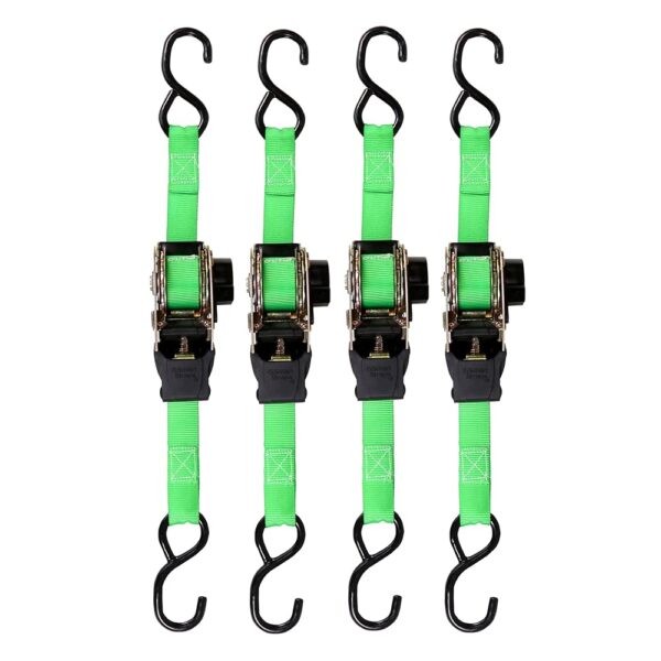 SMARTSTRAPS Retractable Ratchet Tie Down Straps (4 PK) 1,500lb Break Strength, 500lb Safe Work Load, Standard Duty, Secure and Haul ATVs, Lawn Tractors, Cargo, Boxes and Other...