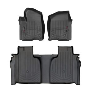 WeatherTech Custom Fit FloorLiners for Silverado 1500, 2500HD/3500HD LTD, Sierra 1500, 2500HD/3500HD, Limited, (CrewCab, Bucket Seats) W/2nd Row Storage Box- 1st Row & 2nd Row,...