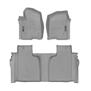 WeatherTech Custom Fit FloorLiners for Silverado 1500, 2500HD/3500HD LTD, Sierra 1500, 2500HD/3500HD, Limited, (CrewCab, Bucket Seats) - 1st & 2nd Row (461436-1-2), Grey