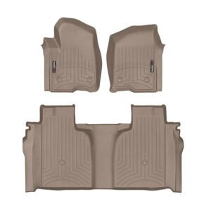 WeatherTech Custom Fit FloorLiners for Silverado 1500, 2500HD/3500HD LTD, Sierra 1500, 2500HD/3500HD, Limited, (CrewCab, Bucket Seats) - 1st & 2nd Row (451436-1-2), Tan