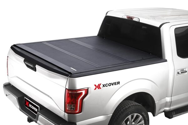 XCOVER Bed Cover Compatible with 2016-2025 Titan 5.5' Bed, Low Profile Hard Folding Tonneau Cover