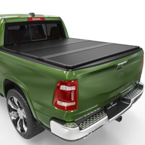 YITAMOTOR FRP Hard Tri-Fold Truck Bed Tonneau Cover Fits for 2002-2025 Dodge Ram 1500 (Classic & New), 2003-2024 Dodge Ram 2500 3500 6.4 ft Bed Without Rambox