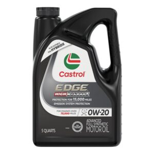 Castrol Edge High Mileage 0W-20 Advanced Full Synthetic Motor Oil, 5 Quarts