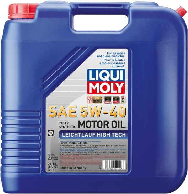 LIQUI MOLY Leichtlauf High Tech SAE 5W-40 | 20 L | Fully synthetic engine oil | SKU: 20122