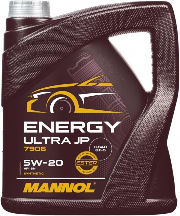 MANNOL Energy Ultra JP 5W-20 Motor Oil 7906 - Premium Bi-Synthetic Engine Oil for Gasoline and Diesel Engines, Car Oil, 4L