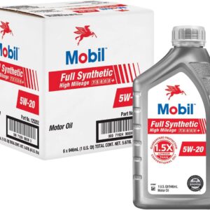 Mobil Full Synthetic High Mileage Motor Oil 5W-20, 1 Quart (6-pack)