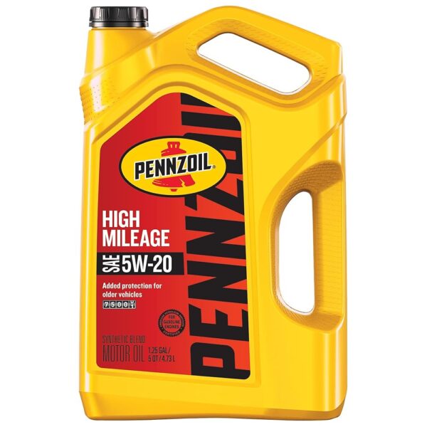 Pennzoil High Mileage 5W-20 Motor Oil, 5 Quart