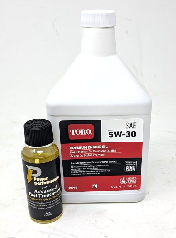 Toro 38908 SAE 5W-30 Premium Engine Oil 20oz Bottle and Fuel Treatment