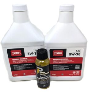 Toro Pack of 2 38908 SAE 5W-30 Premium Engine Oil 20oz Bottles and Fuel Treatment