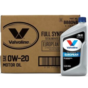 Valvoline European Vehicle Full Synthetic SAE 0W-20 Motor Oil 1 QT, Case of 6